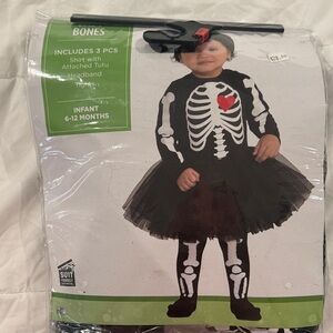 Infant Skeleton Costume with Tutu - Black and White